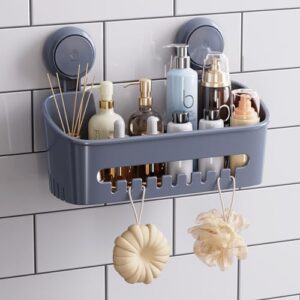 taili shower caddy drill-free with vacuum suction cup removable shower shelf storage basket for shampoo & toiletries, kitchen bathroom bedroom organizer gray