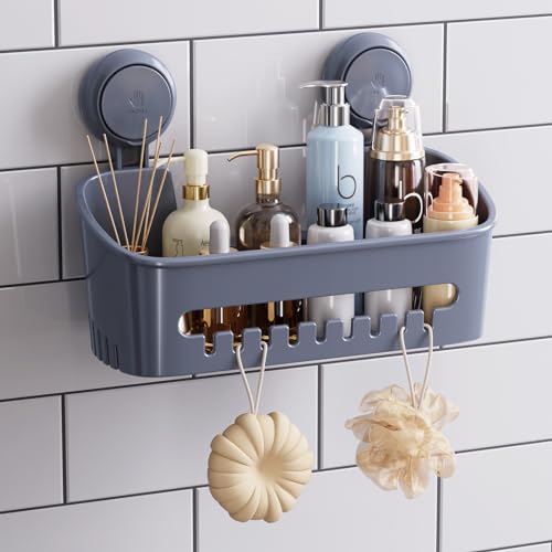 TAILI Shower Caddy Drill-Free with Vacuum Suction Cup Removable Shower Shelf Storage Basket for Shampoo & Toiletries, Kitchen Bathroom Bedroom Organizer Gray