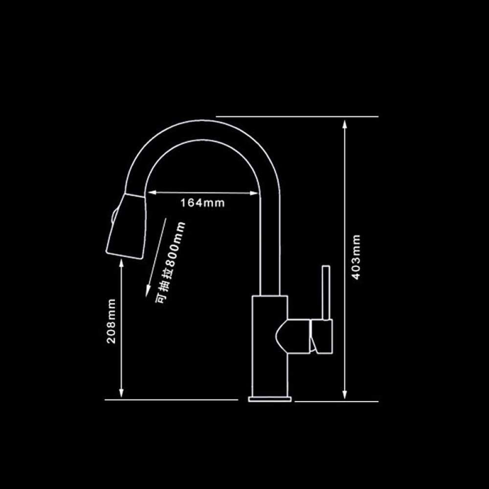 Bathtub Kitchen Faucet Mixer Pull Out Kitchen Tap Single Handle Single Hole 360 Rotate Copper Chrome/Nickel/Gold Swivel Sink (Color : Nickel)