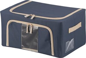 fuji boeki 63513 storage box, width 15.4 x depth 11.4 x height 7.9 inches (39 x 29 x 20 cm), blue, 5.6 gal (22 l), with small window, stackable