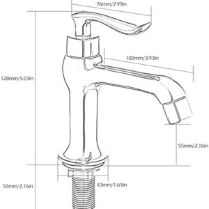 Bathtub Basin Pillar Taps Pair Plating Single Cold and Hot