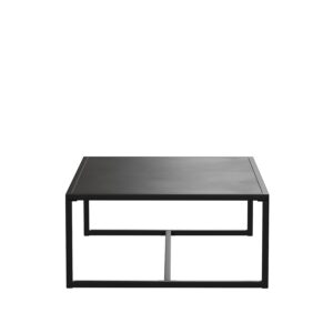 Flash Furniture Brock Commercial Grade Steel Modern Patio Coffee Table, Rectangular Outdoor Coffee Table with Textured Top and Square Leg Frame, Black