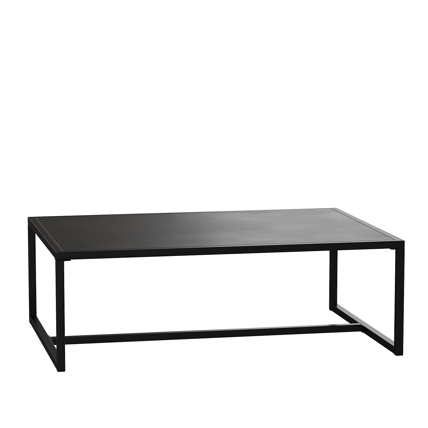 Flash Furniture Brock Commercial Grade Steel Modern Patio Coffee Table, Rectangular Outdoor Coffee Table with Textured Top and Square Leg Frame, Black