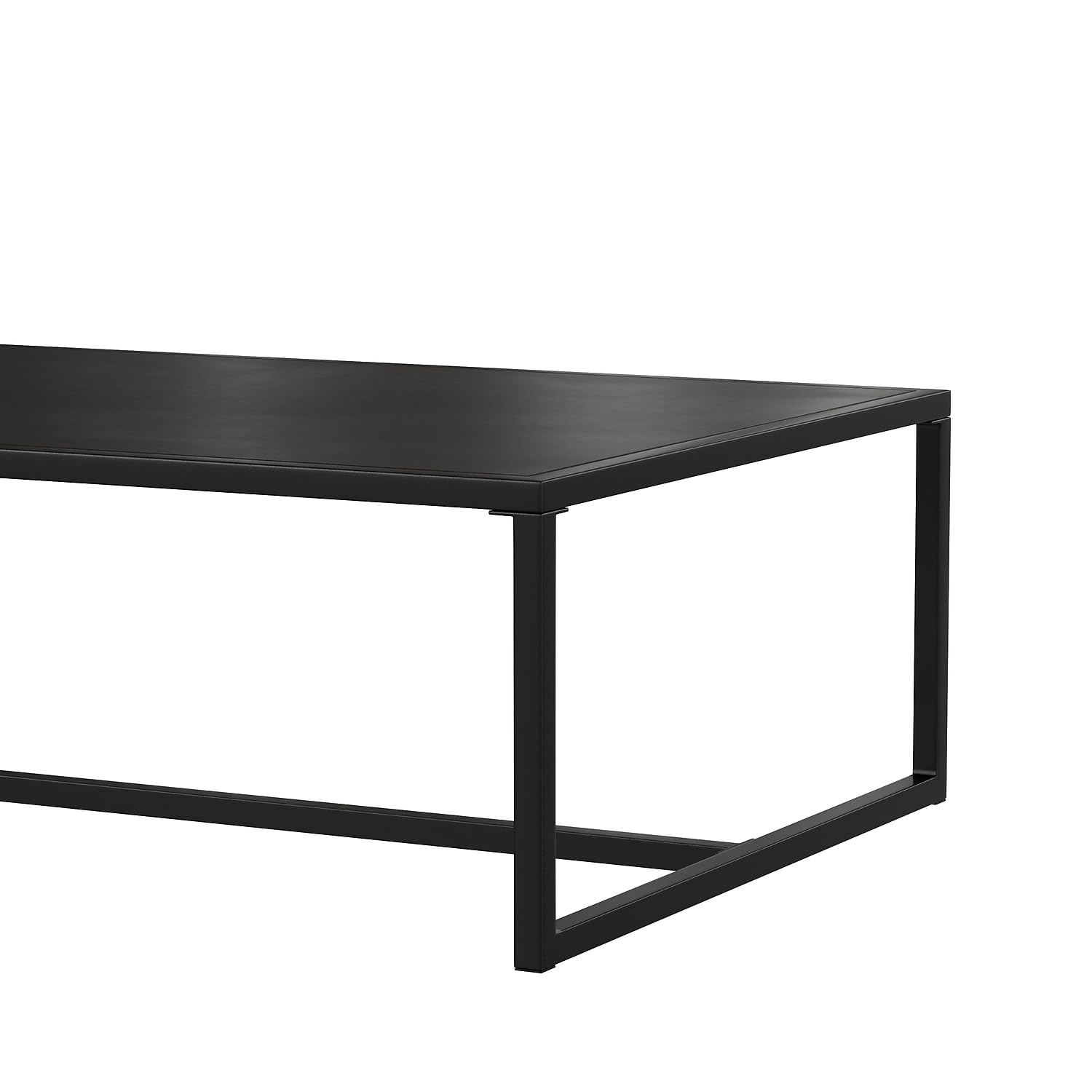 Flash Furniture Brock Commercial Grade Steel Modern Patio Coffee Table, Rectangular Outdoor Coffee Table with Textured Top and Square Leg Frame, Black