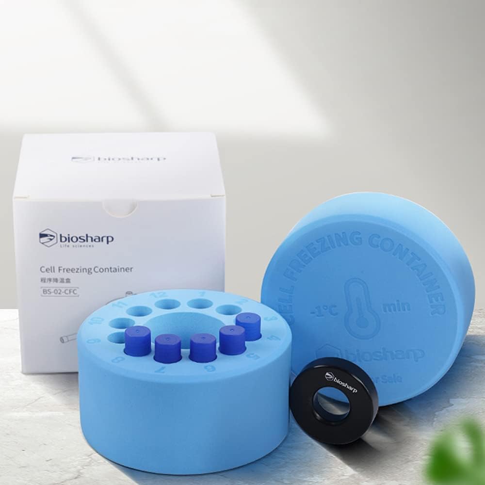 Jieotwice Cell Cryopreservation Box Program Cooling Box 12-well Gradient Lab Cell Resuscitation Tool Low Temperature Resistant 2ml/5ml (2mlx12 hole)