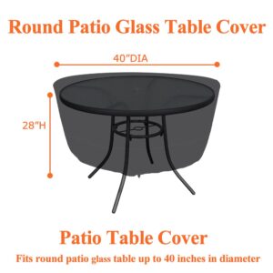 Cozzka 40 inch Round Patio Glass Top Table Cover Heavy Duty Waterproof Patio Table Cover for Round Dining Table