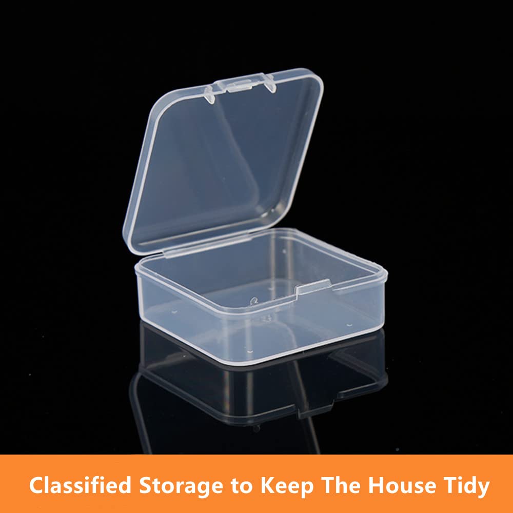 5 Pack Square Storage Box with Hinged Lid, 2.2x2.2x0.8inches Transparent Storage Containers for Accessories, Beads, Crafts and Screws, Classified Storage to Keep The House Tidy