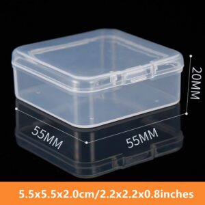 5 Pack Square Storage Box with Hinged Lid, 2.2x2.2x0.8inches Transparent Storage Containers for Accessories, Beads, Crafts and Screws, Classified Storage to Keep The House Tidy