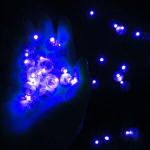 Aogist 100 Pcs Blue LED Balloon Light, LED Round Ball Lamp Tiny Lighting Decoration for Indoor Outdoor Party Event Fun Wedding Festival Birthday Halloween Christmas Party Supplies