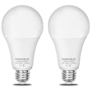 venforze bright light bulb,150w-200w equivalent 2500lm e26 led bulb 23w daylight white 5000k a21 led light bulb non-dimmable 2-pack