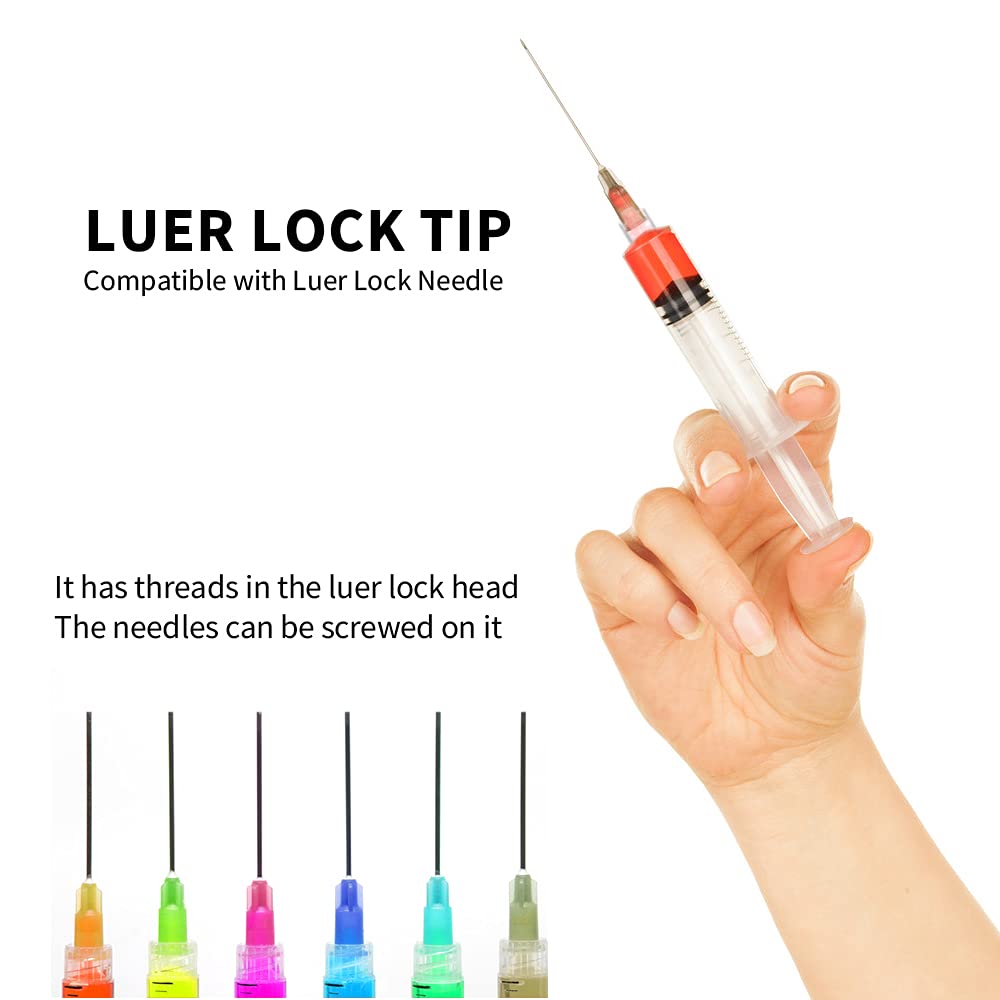 Injection Syringe 5ml Blunt Tip Syringes Luer Lock 16Ga 18Ga 20Ga Blunt Needle with Caps, for Epoxy Resin Oil Glue Ink Injector Craft Paint Industrial adhesives sealants lubricants Lab Science