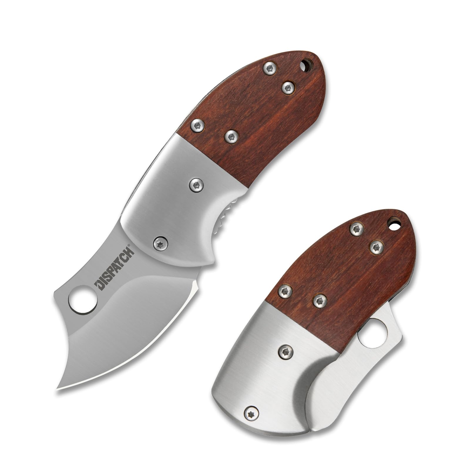 Dispatch Mini Folding Small Pocket Knife, Stainless Steel Sanding Blade and Steelhead EDC with Wooden Handle, Everyday Carry, Unique Small Gift for Father-Mother Men Women