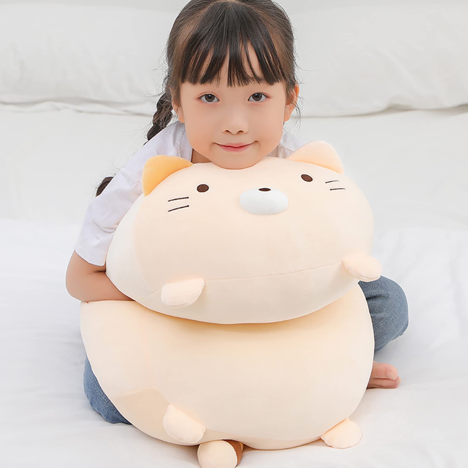 MMguai 24" Cute Big Cat Plush Soft Body Pillow Kitten plushies, Large Fat Cat Stuffed Animals Toy Room Decor, Gift for Girls Kids Halloween, Christmas, Thanksgiving, Birthdays