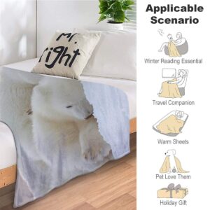 Cute Polar Bear Throw Blanket Super Soft Warm Fluffy Fleece Flannel Lovely Wild Animal Blanket Cozy Fuzzy Plush Bedding ​Blanket Gift Kids Boys Girls Teens Adults Couch Sofa 40''x50''