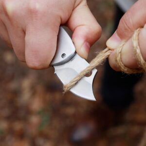 Dispatch Mini Folding Small Pocket Knife, Stainless Steel Sanding Blade and Steelhead EDC with Wooden Handle, Everyday Carry, Unique Small Gift for Father-Mother Men Women