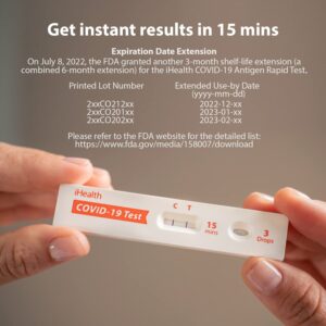 iHealth COVID-19 Antigen Rapid Test, 90 Packs, 180 Tests Total, Results in 15 Minutes with Non-invasive Nasal Swab, Easy to Use & No Discomfort