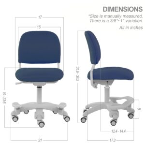 Ergonomic Kids Desk Chair, Boy's Child's Children Student Study Office Computer Chair, Adjustable Height and Seat Depth, Detachable Footrest, Lumbar Support (Navy, W/Chair Slipcovers)