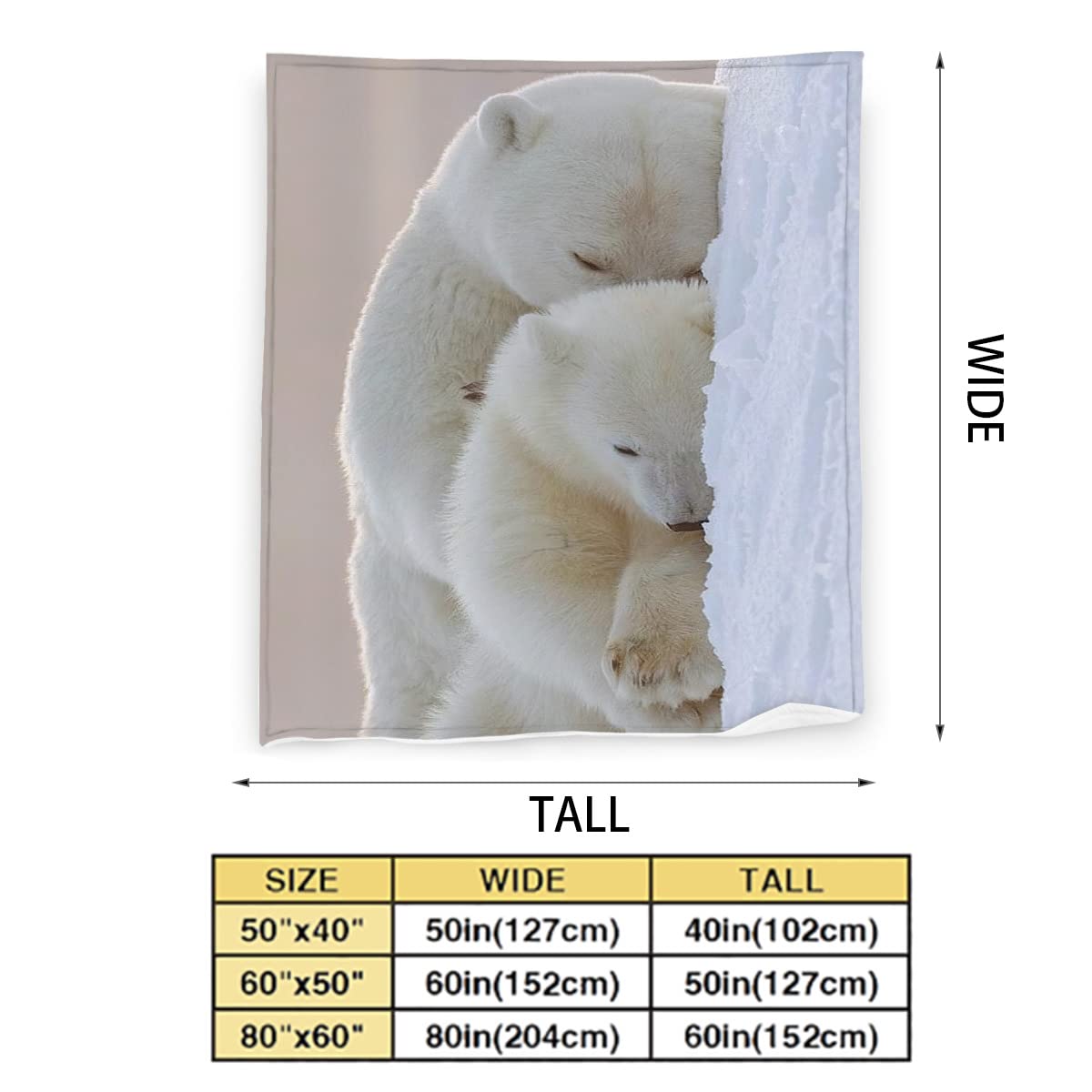 Cute Polar Bear Throw Blanket Super Soft Warm Fluffy Fleece Flannel Lovely Wild Animal Blanket Cozy Fuzzy Plush Bedding ​Blanket Gift Kids Boys Girls Teens Adults Couch Sofa 40''x50''