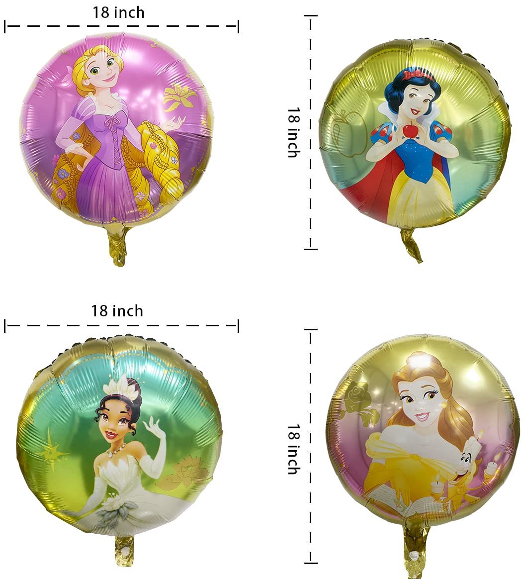 8 pcs Princess Balloons Foil Decorations Girls' Birthday Party Baby Shower Princess Themed Party Decoration Supplies Small People Princess Ballons Set