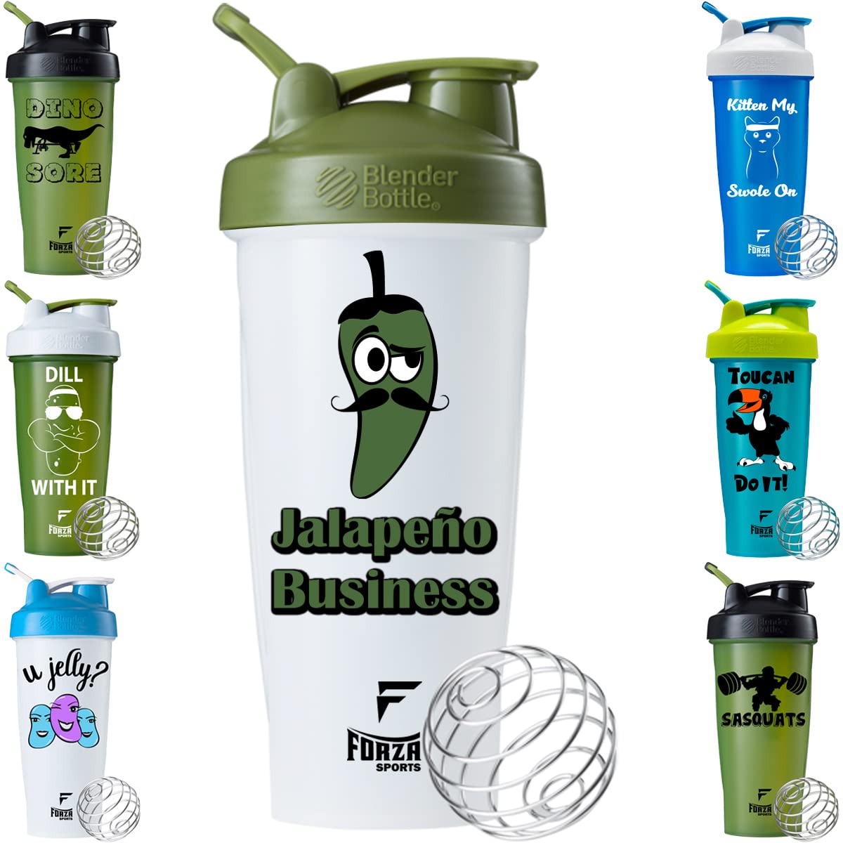 Forza Sports Blender Bottle x Classic 28 oz. Shaker - Jalapeno Business - White