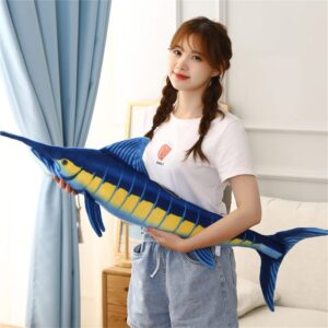 pangcangshu Big Size Simulation Fish Toys Stuffed Soft Plush Blue Marlin Makaira Mazara Pillow Toys for Kids Girls Birthday Toys Easter, Thanksgiving, Christmas, New Year's Gifts(Blue, 60cm/23inch)