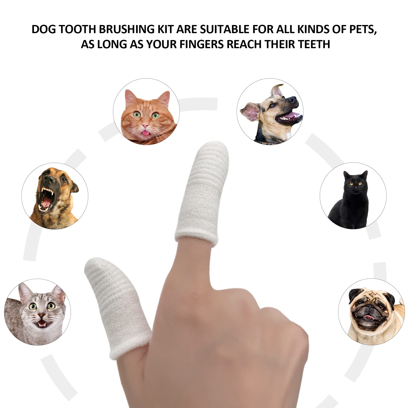 Dog Toothbrush Cat Toothbrush Fingers Toothbrushs for Dog Cat 8 Pack Dog Tooth Brushing Kit Teeth Cleaning, Suitable for Small Pets, Cat and Dog Dental Care, 1 Set for 2 Fingers, Includes 4 Sets