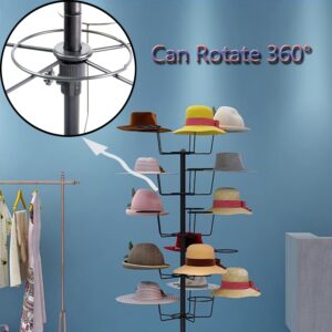 uyoyous Modern Hat Rack Display, Freestanding Metal Hat Organizer Rack, 5-Tier Wig Display Stand with 25 Circular Hooks, Metal Floor Rack for Hats and Wigs