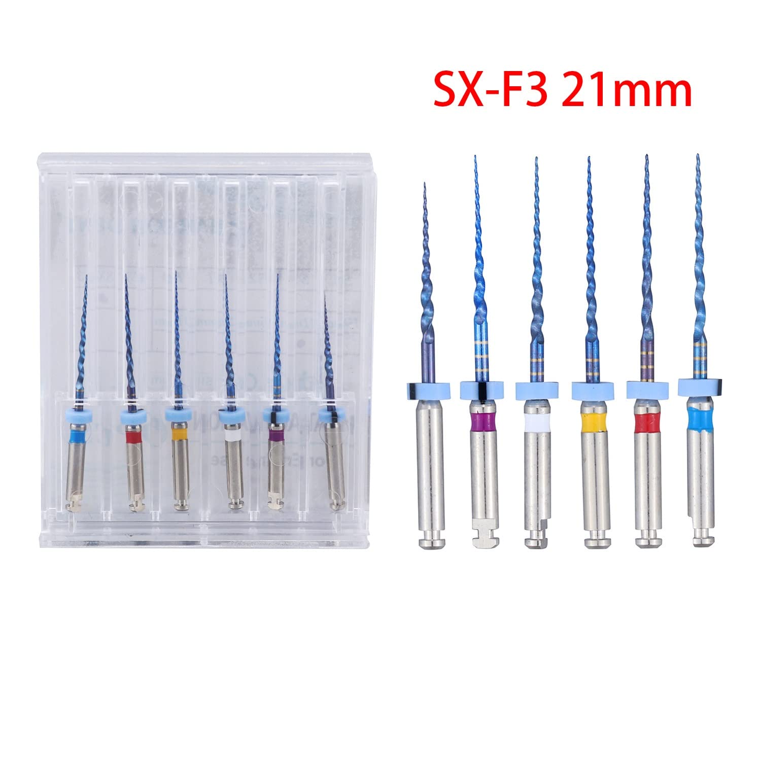 6Pcs S1-F3 Endodontics Files Heat Acticated NiTi Engine Use Super Rotary File 21mm/25mm Endo File (25mm)