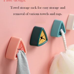 AKOAK Towel Hook, Self Adhesive Wall Hand Towel Rack, Triangular Plastic Rag Storage Rack, Can be Used in Bathrooms, Kitchens and Homes, Cabinets - Pack of 4