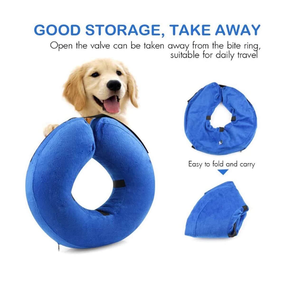 QIYADIN Soft Dog Recovery Collar, Protective Inflatable Pet Cone for Dogs and Cats After Surgery, Prevent Pets from Biting & Scratching (Small)