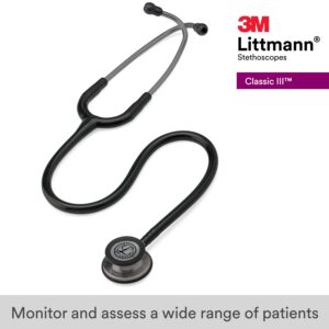 3M 5811 Littmann Classic III Smoke-Finish Monitoring Stethoscope with Black Identification Tag, 27" Black Tube