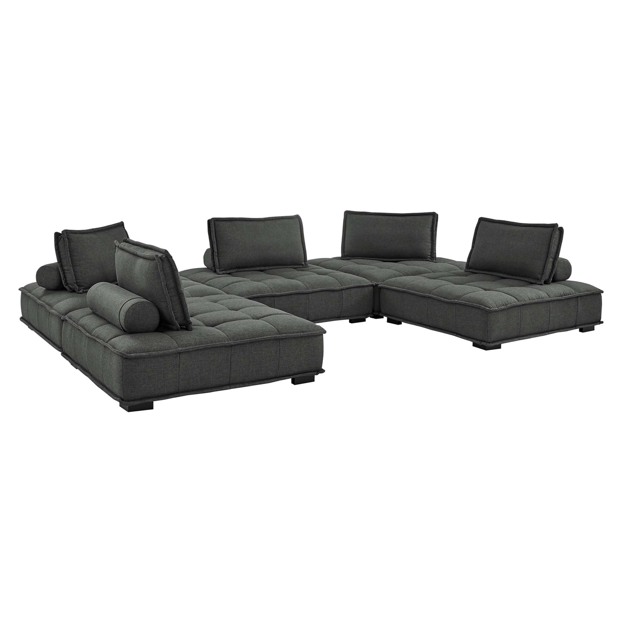 Modway Saunter, 5-Piece Sectional Sofa, Gray