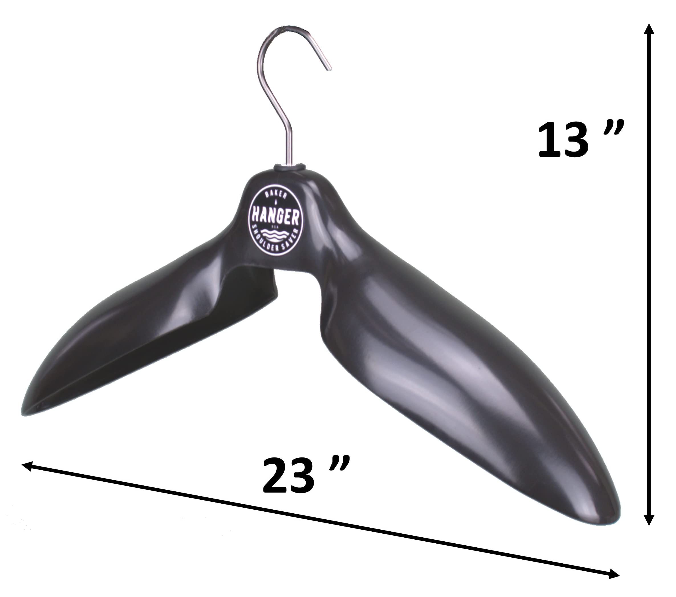 Motorcycle Body Armor Coat Hanger 'Shoulder Saver' by BAKER HANGER - USA Made - 4 Inch Hook (Black)