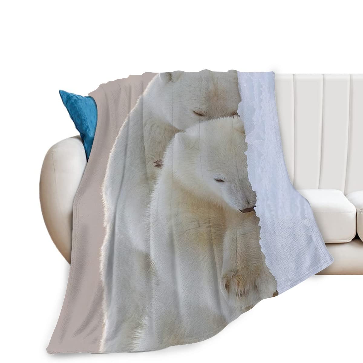 Cute Polar Bear Throw Blanket Super Soft Warm Fluffy Fleece Flannel Lovely Wild Animal Blanket Cozy Fuzzy Plush Bedding ​Blanket Gift Kids Boys Girls Teens Adults Couch Sofa 40''x50''