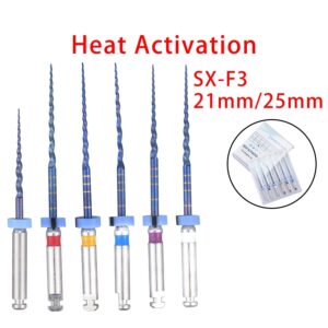 6Pcs S1-F3 Endodontics Files Heat Acticated NiTi Engine Use Super Rotary File 21mm/25mm Endo File (25mm)