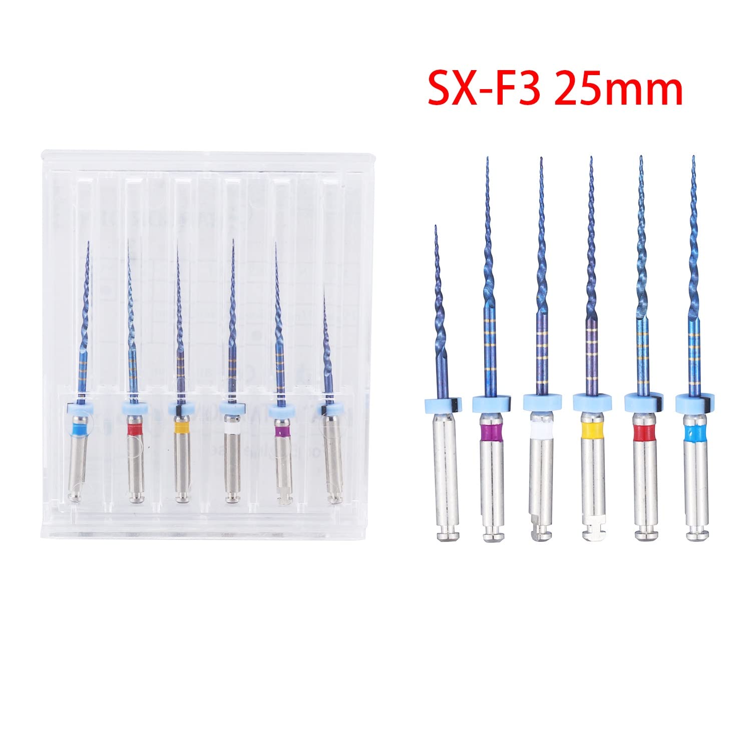 6Pcs S1-F3 Endodontics Files Heat Acticated NiTi Engine Use Super Rotary File 21mm/25mm Endo File (25mm)