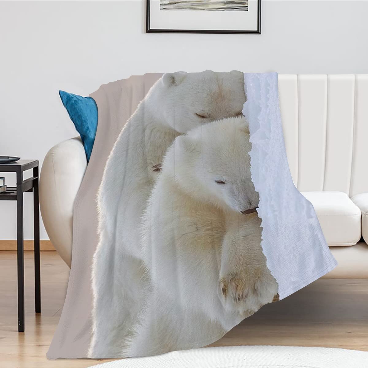 Cute Polar Bear Throw Blanket Super Soft Warm Fluffy Fleece Flannel Lovely Wild Animal Blanket Cozy Fuzzy Plush Bedding ​Blanket Gift Kids Boys Girls Teens Adults Couch Sofa 40''x50''