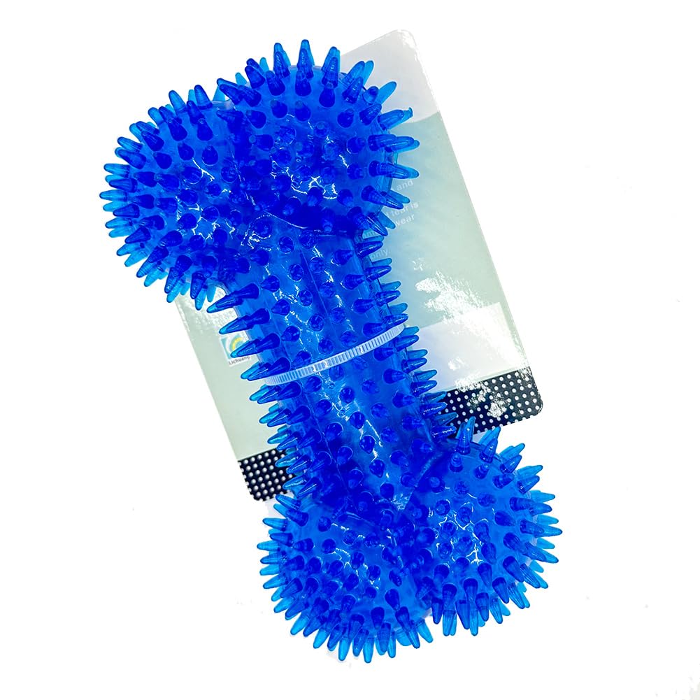 JQCUJQA Dog Squeaky Bone Chew Toy for Aggressive Chewers, Durable Dog Rubber Bone Toy Dogs Teeth Cleaning and Training (Blue)