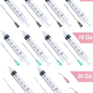 Injection Syringe 5ml Blunt Tip Syringes Luer Lock 16Ga 18Ga 20Ga Blunt Needle with Caps, for Epoxy Resin Oil Glue Ink Injector Craft Paint Industrial adhesives sealants lubricants Lab Science