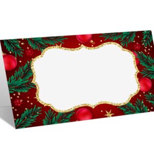 Place Cards for Christmas Party, Editable Name Place Cards, Seating Place Cards for Tables, Tent Style Cards for Wedding, Dinner Party or Any Occasion, Easy Folding, Pack of 25 Escort Cards(A15)