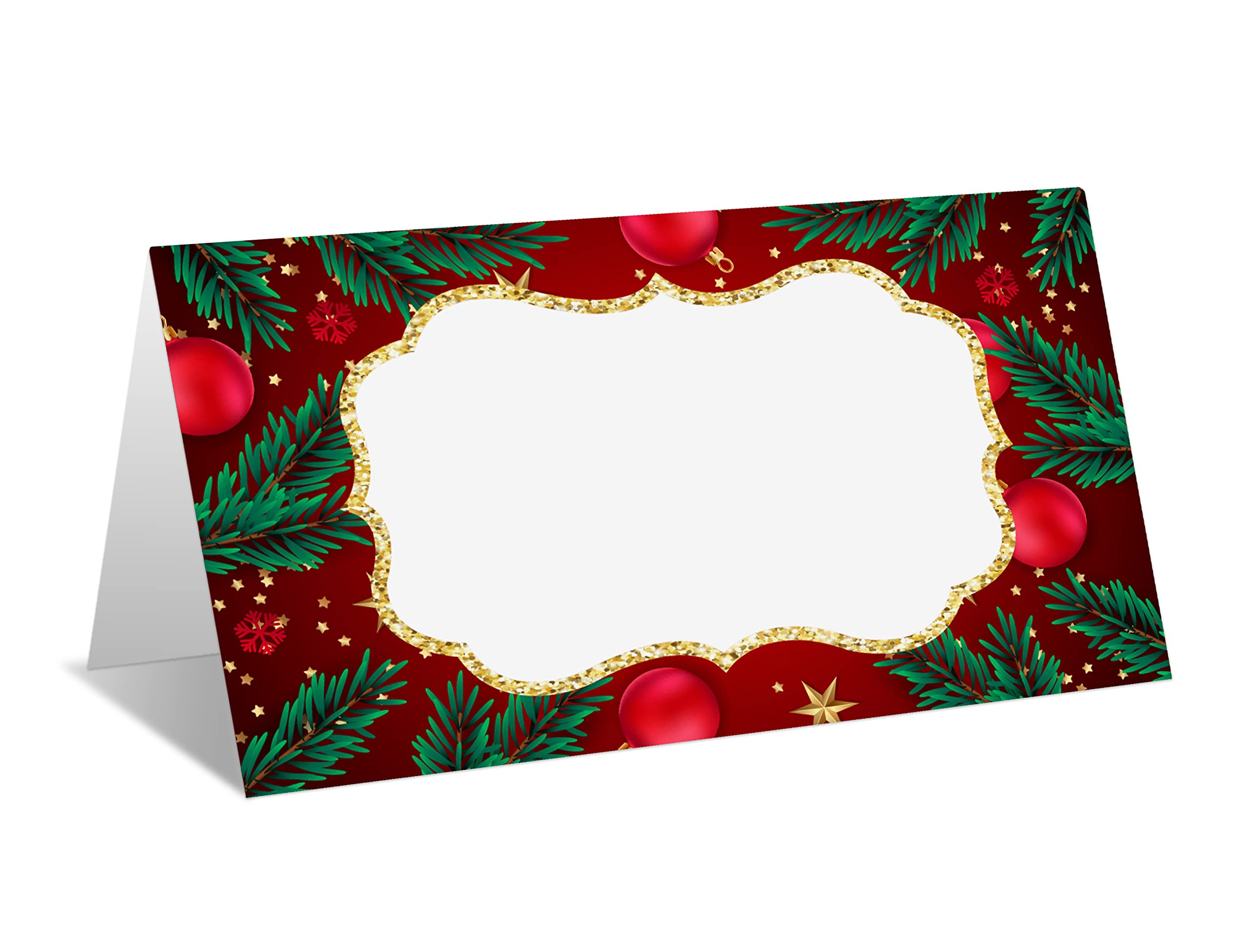 Place Cards for Christmas Party, Editable Name Place Cards, Seating Place Cards for Tables, Tent Style Cards for Wedding, Dinner Party or Any Occasion, Easy Folding, Pack of 25 Escort Cards(A15)