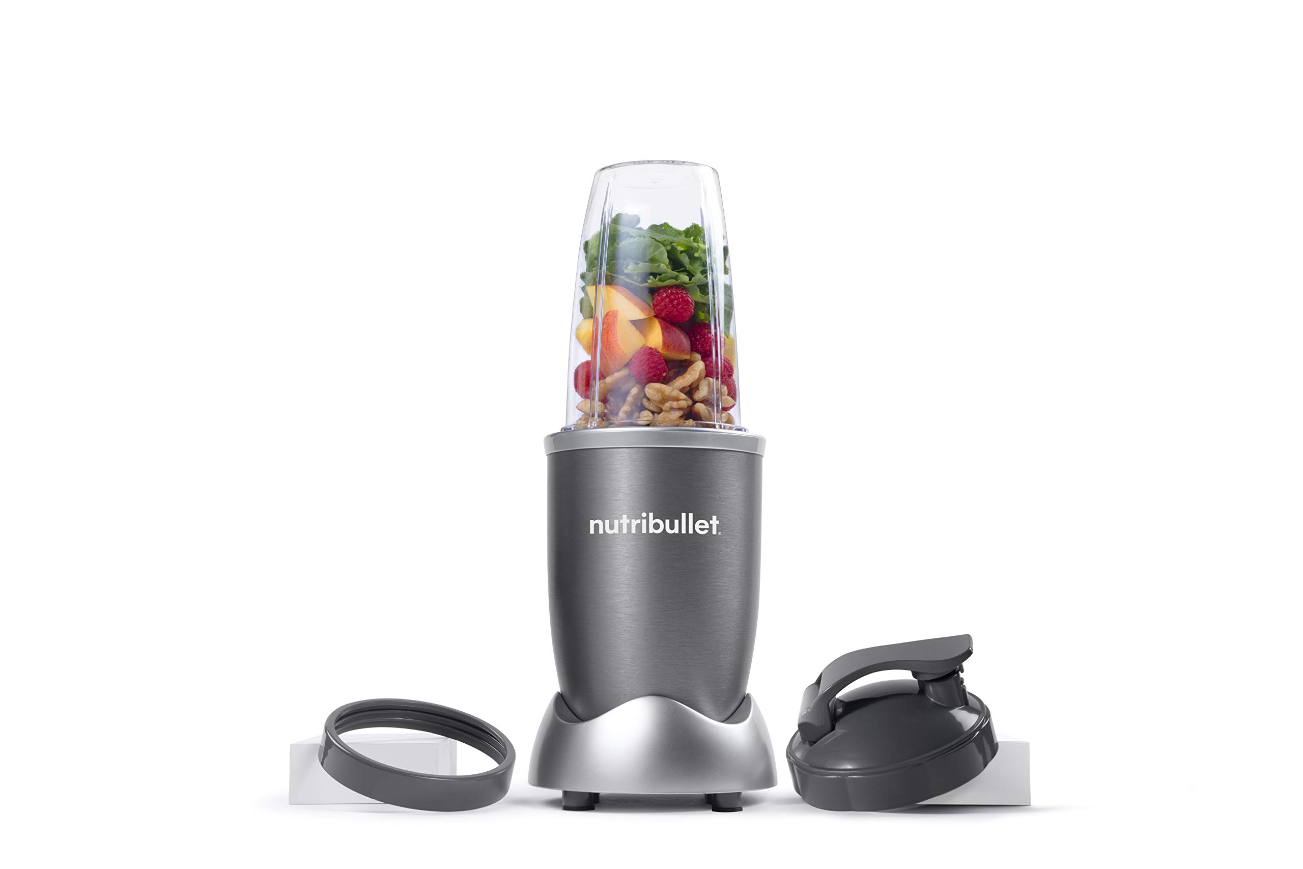 nutribullet Personal Blender for Shakes, Smoothies, Food Prep, and Frozen Blending, 24 Ounces, 600 Watt, Gray, (NBR-0601) and NutriBullet 24 Ounce Tall Cup with Standard Lip Ring, Clear/Gray