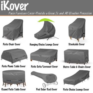 HWmatyCover Outdoor Lounge Chair Cover, 600D Heavy Duty and Waterproof Chaise Lounge Cover, Weather Resistant Patio Lounge Chair Cover, with Air Vents, 2 Pack - 83.8" W x 30" D x 25.9" H, Grey (L)