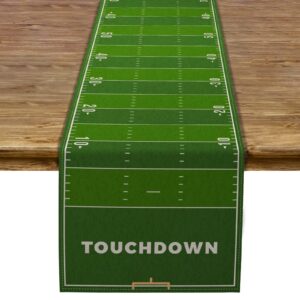 pudodo football field table runner touchdown game day tablecloth football theme birthday party kitchen dining home decoration (13" x 72")