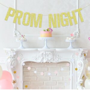 Prom Night Banner, Prom 2025 Decor, Class of 2025 Graduation Bunting Garland, Congrats Grad Party Decorations Gold Glitter