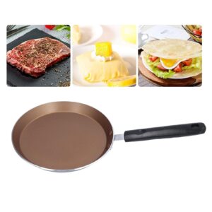 Pancake Griddle, 8in Crepe Pan Tortilla Pan Flat Frying Pan Pancakes Pan for Omelets and Kitchen Induction Cooker (Gold)