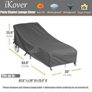 HWmatyCover Outdoor Lounge Chair Cover, 600D Heavy Duty and Waterproof Chaise Lounge Cover, Weather Resistant Patio Lounge Chair Cover, with Air Vents, 2 Pack - 83.8" W x 30" D x 25.9" H, Grey (L)