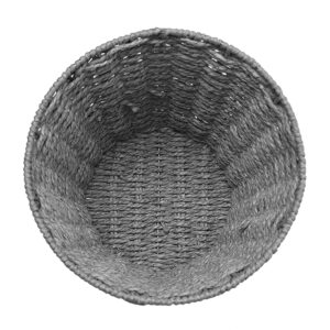 Zuvo Round Wicker Waste Basket Paper Bin - Wicker Trash Basket - Woven Trash Can Rubbish Basket for Bedroom, Bathroom, Offices or Home (Grey)