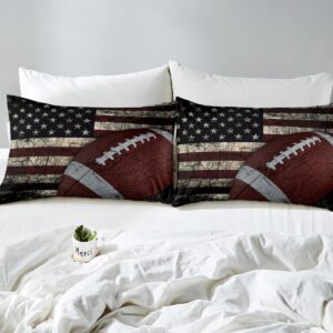 Erosebridal American Flag Bedding Set, Boys Football Comforter Set Twin Soccer Sports Games Down Comforter United States Federations Stars Stripes Duvet Sets for Kids Teens Adult Bedroom Decor