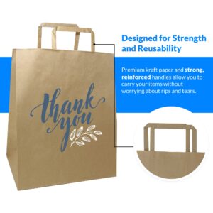 Reli. Brown Paper Bags w/Handles | 100 Pcs Bulk | 10"x6.75"x12" | Paper Thank You Bags | Printed Kraft Paper Bags, Shopping Bags, to Go Bags, Thank You Gift Bags, Wedding |25% Larger Than 10"x 5"x13"